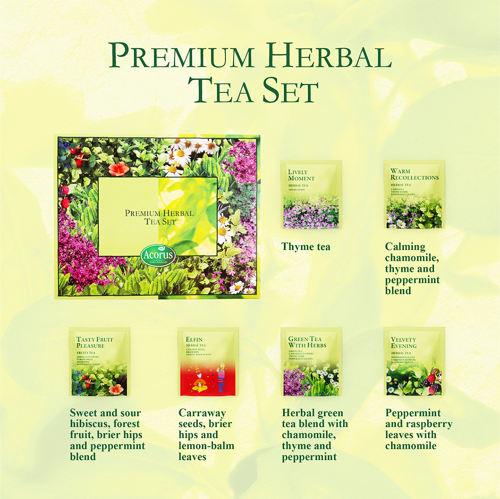 Acorus Premium Herbal Tea Set, 60 Tea Bags Crema