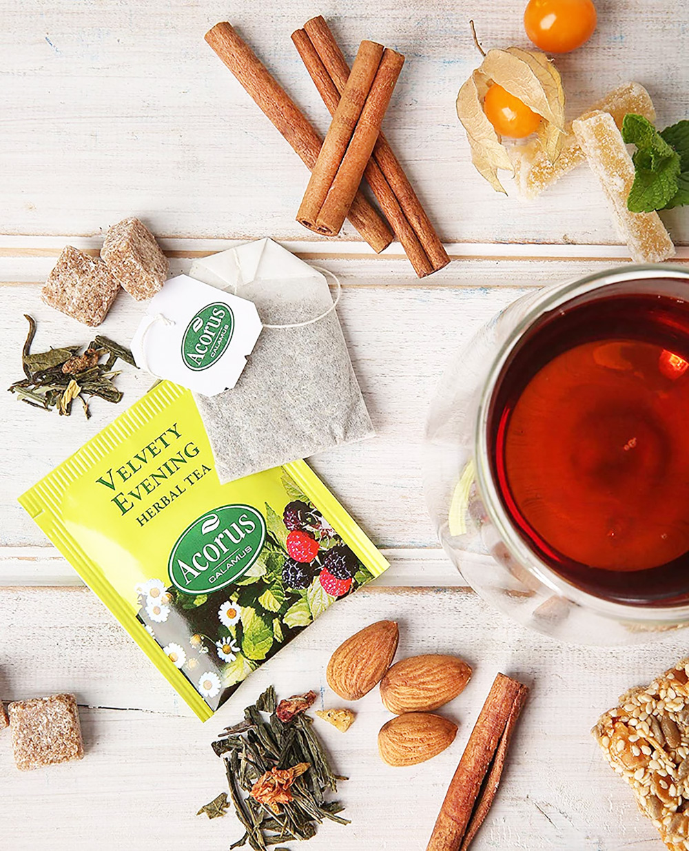 Acorus Premium Herbal Tea Set, 60 Tea Bags Crema