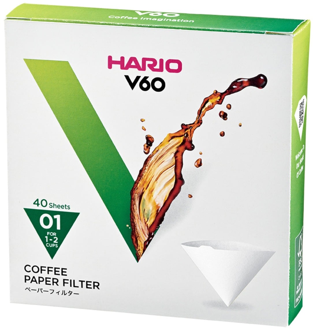 Hario V60 Size 01 Paper Filters - 5 Boxes Of 100 (Total 500 Filters) For Pour-Over Coffee