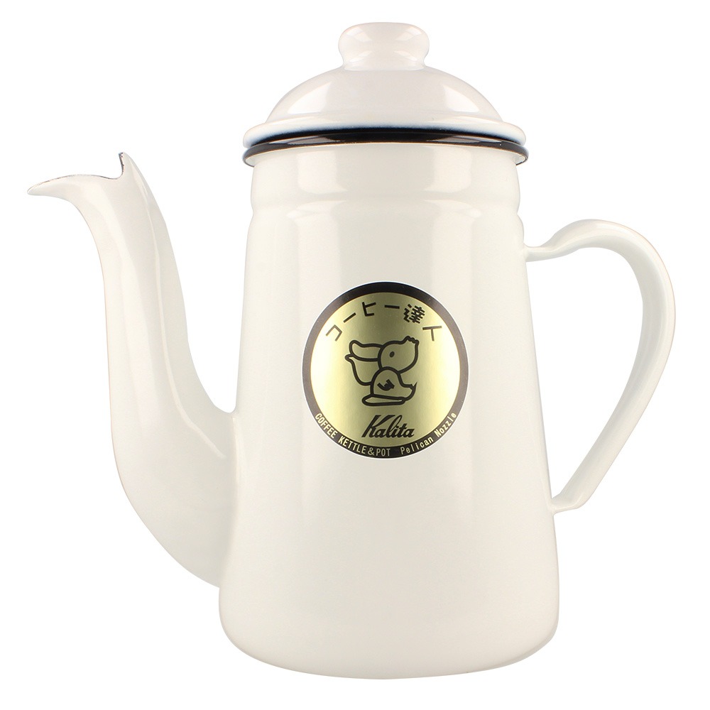 Kalita Pelican Pot Enamel Kettle 1 0 L White Crema