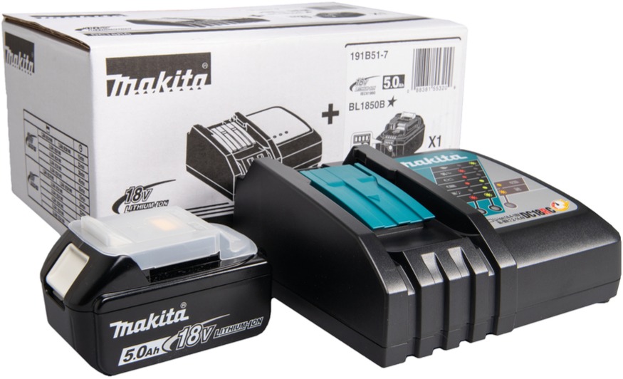 Makita DC 18 RC Chargeur rapide + Batterie Makita BL 1850 B - 18 V 5,0 Ah  Li-Ion