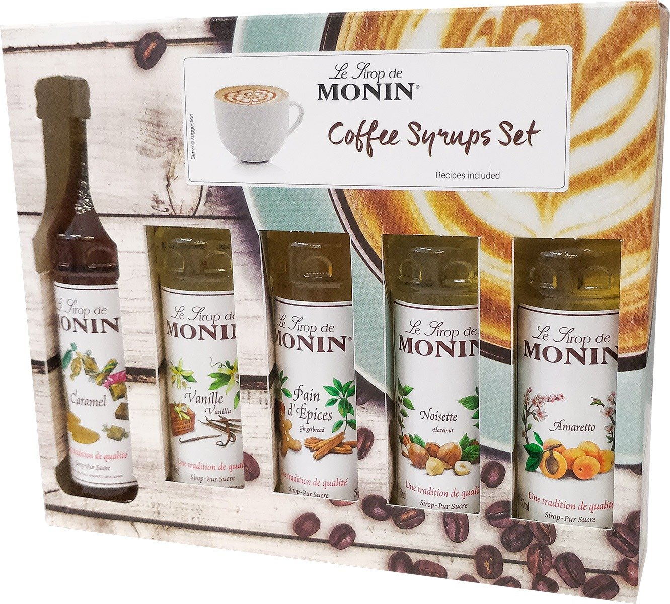 Monin Sirops pour Café, Set 5 x 50 ml - Crema
