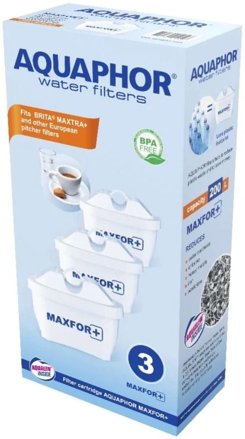 Cartouches Filtrantes AQUAPHOR Maxfor+ Lot 6 - Anti-Calcaire, Chlore, Métaux, Compatible Brita
