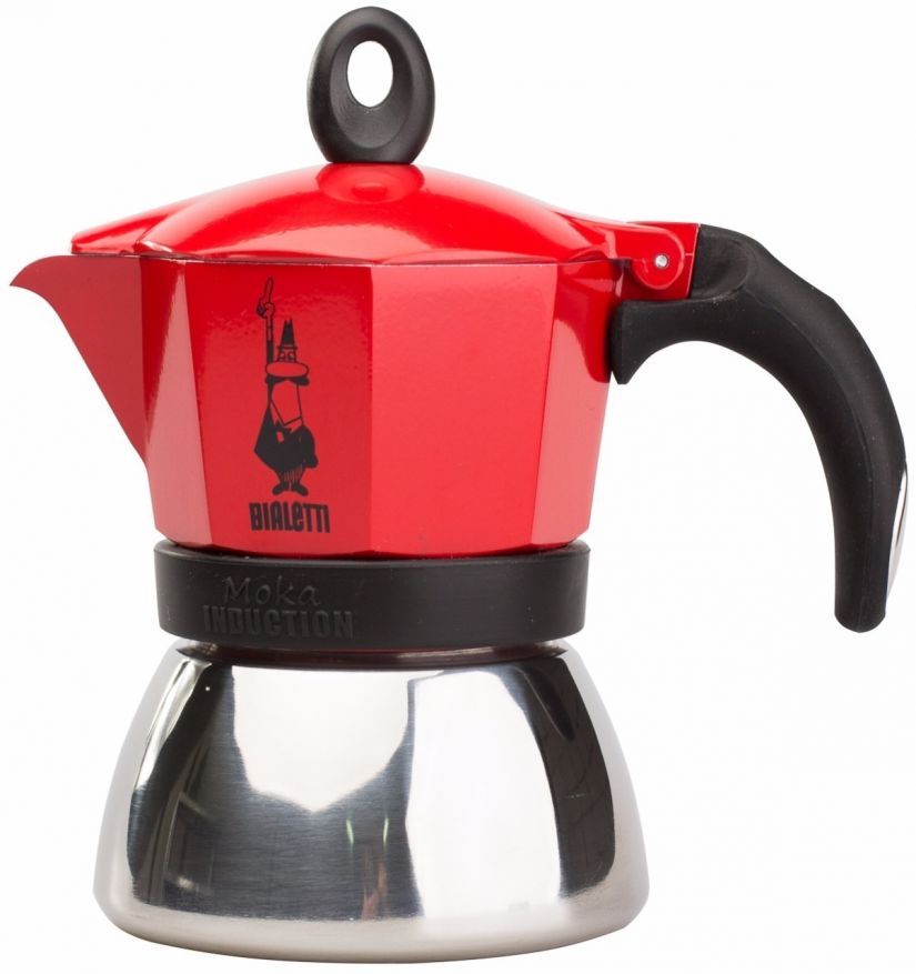 Bialetti Moka Induction Red Stovetop Espresso Maker Crema