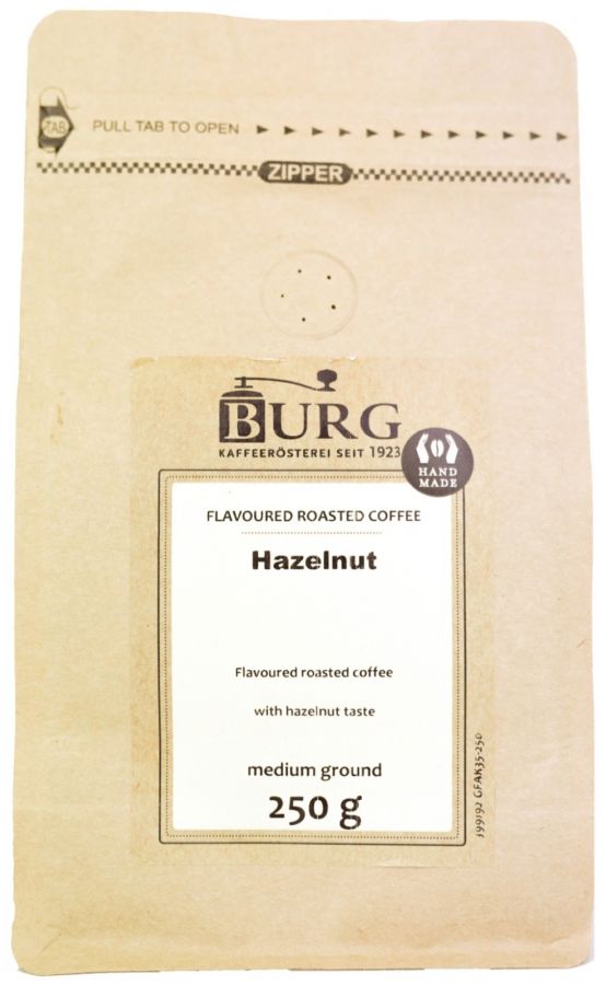 Burg Flavoured Coffee, Hazelnut 250 g Ground