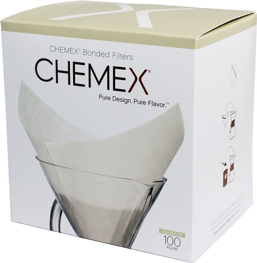 Chemex Chemex Pre-Folded Square Paper Filters for 6, 8 and 10 Cup Coffee Maker, 100 pcs