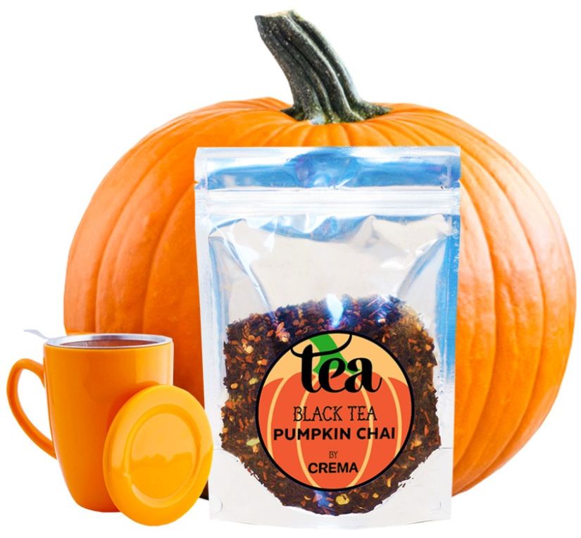 Crema Black Tea Pumpkin Chai 125 g + Shamila Tea Mug, Orange 350 ml