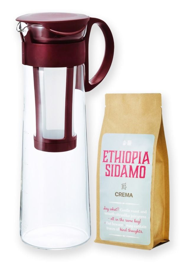 Hario Mizudashi Cold Brew Coffee Pot Brown 1 l + Crema Ethiopia Sidamo 250 g
