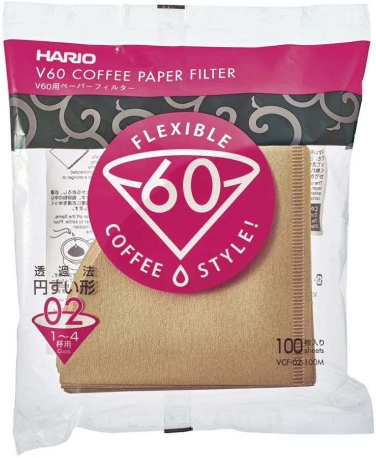 Hario V60 Misarashi Size 02 Brown Coffee Paper Filters 100 pcs