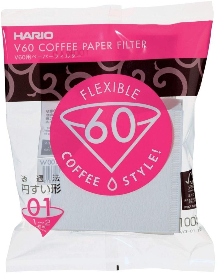 Hario V60 Size 01 Coffee Paper Filters 100 pcs