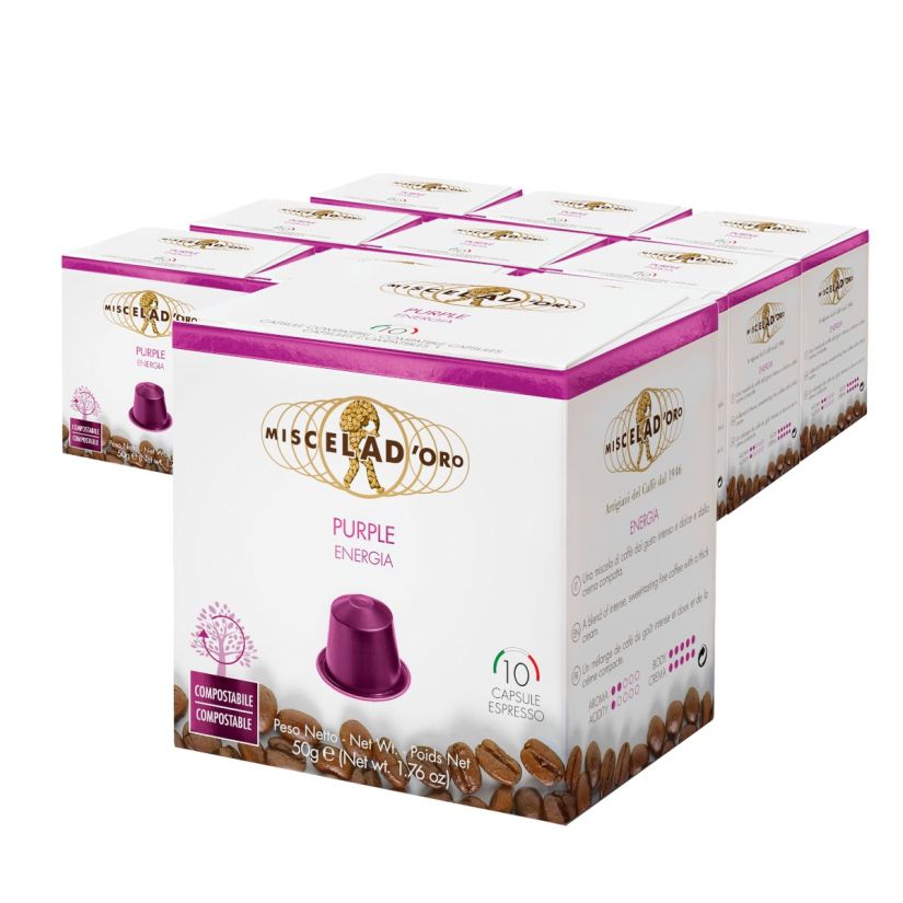 Miscela d'Oro Purple Nespresso Compatible Coffee Capsules 10 x 10 pcs