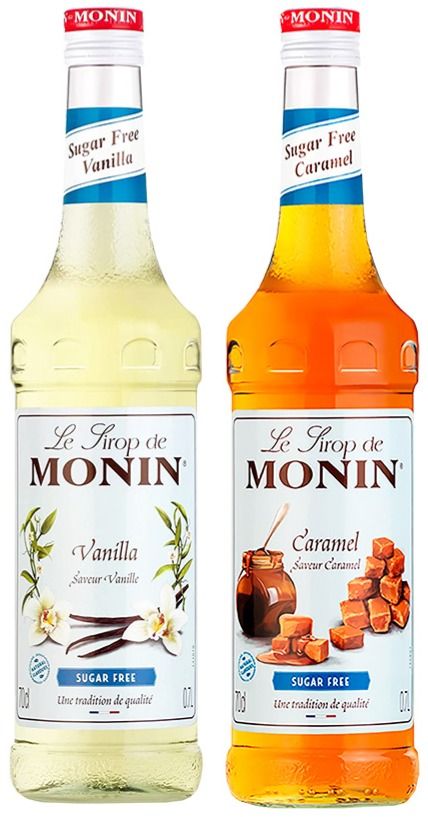 Monin Sugar Free Vanille 700 ml + Sugar Free Caramel 700 ml
