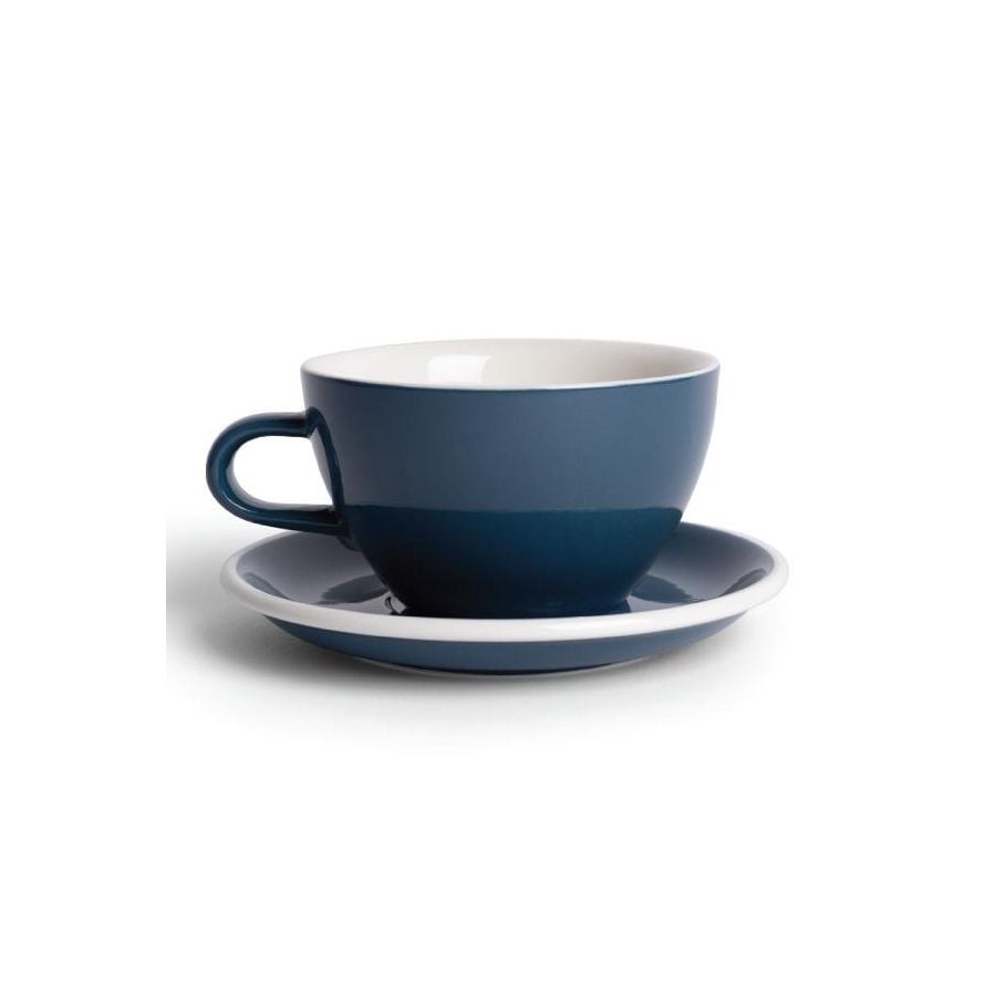 Acme Large Latte Taza 280 ml + Plato 15 cm,  Whale Blue