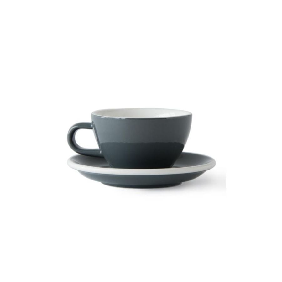 Acme Medium Cappuccino Cup 190 ml + Saucer 14 cm, Dolphin Grey