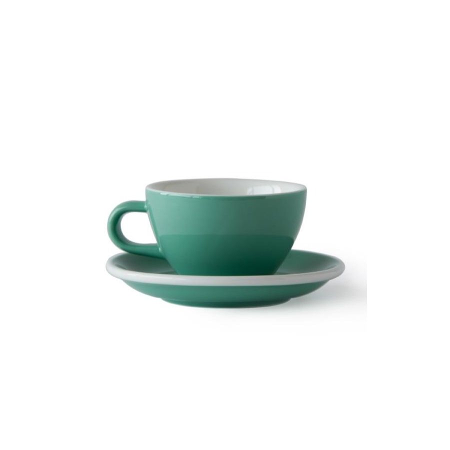 Acme Medium Cappuccino Taza 190 ml + Plato 14 cm, Feijoa Green