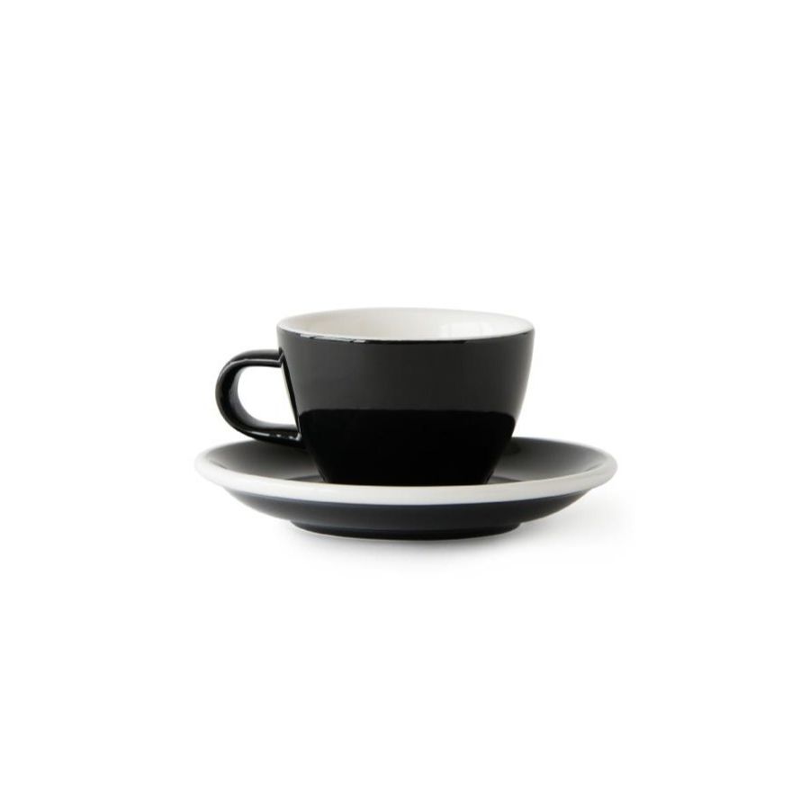 Acme Small Cappuccino Taza 150 ml + Plato 14 cm, Penguin Black