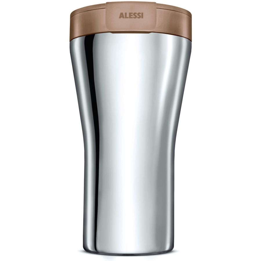 Alessi GIA24 Caffa Mug de voyage double paroi, 400 ml, marron