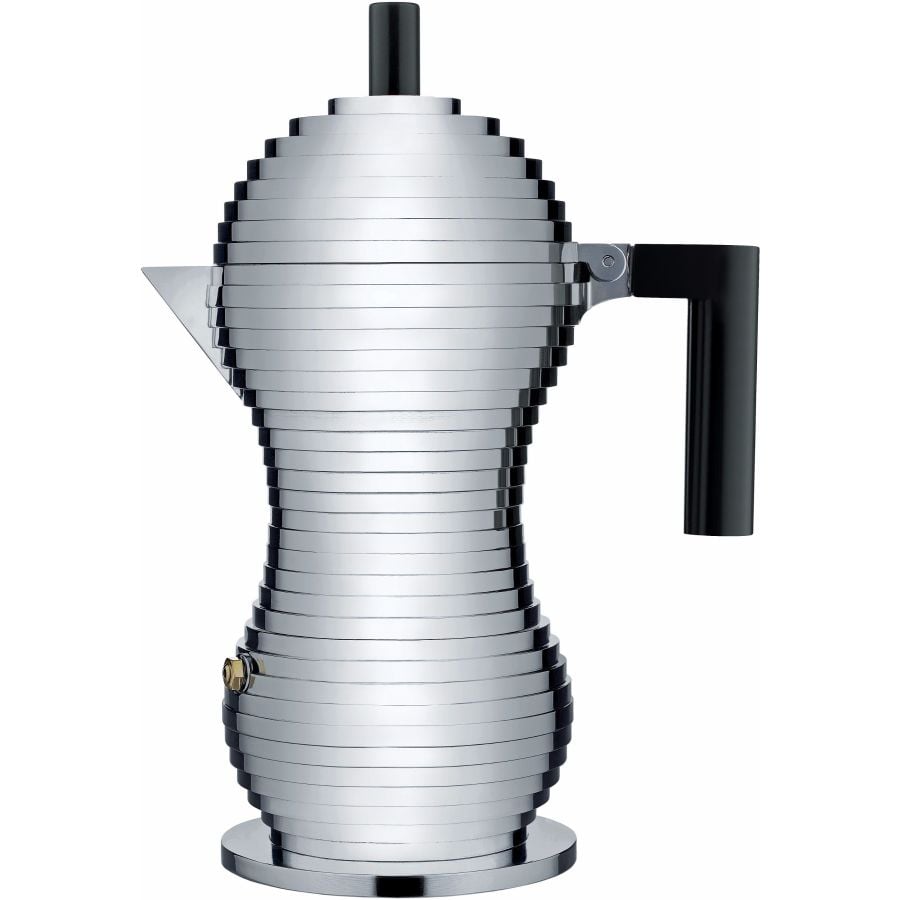 Alessi Pulcina MDL02 Moka Pot 6 Cups, Black Handle