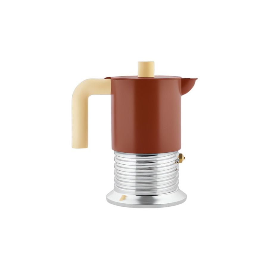 Alessi Vite PM01/6 BR Stovetop Espresso Maker for Induction 6 Cups, Brown