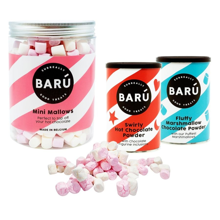 Barú Mini Mallows 220 g + Fluffy Marshmallow Chocolate Powder 250 g + Swirly Hot Chocolate 250 g