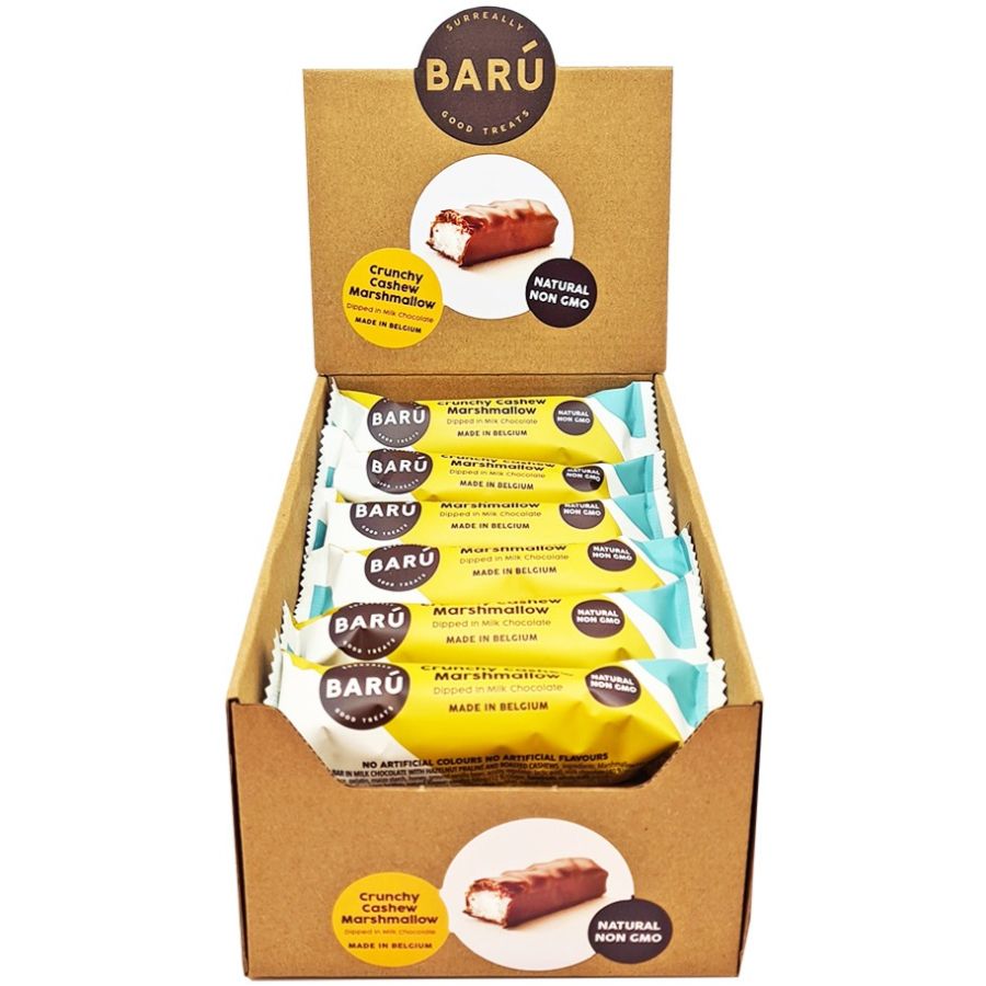Barú Crunchy Cashew Milk Chocolate Marshmallow Bar 30 g - Box 18 pcs