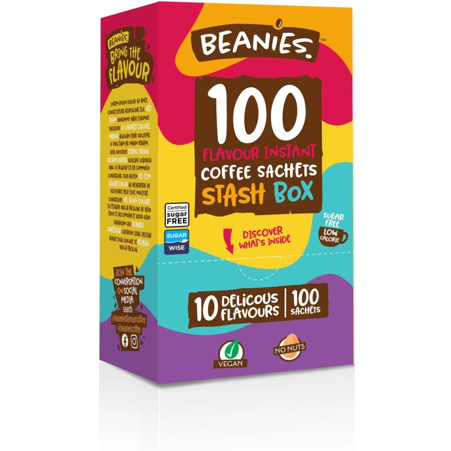 Beanies  Mixed Stash Box café instantáneo saborizado, 100 bolsitas
