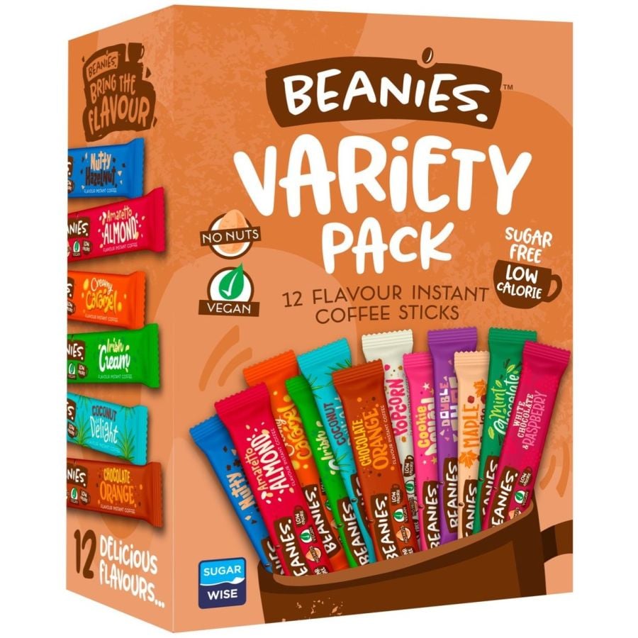Beanies Variety Pack café instantané en sticks assortis de 12 saveurs