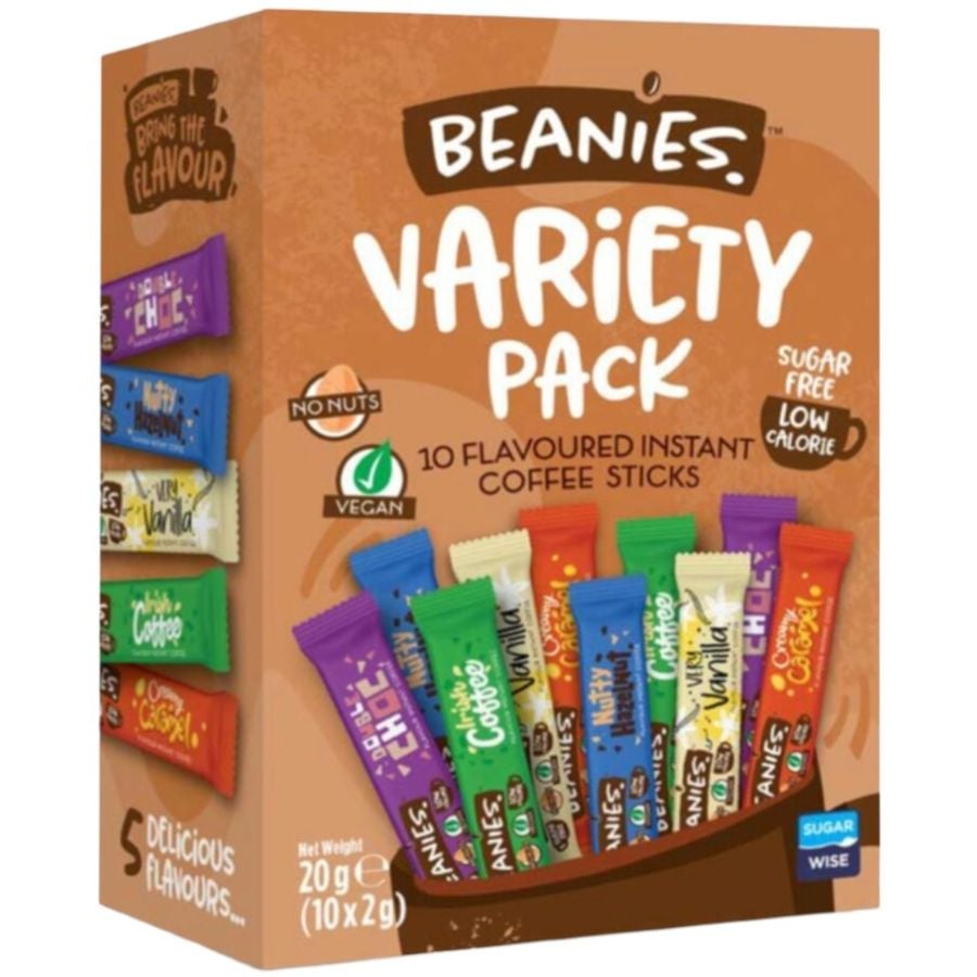 Beanies Variety Pack 10 Flavoured Instant Coffee Sticks