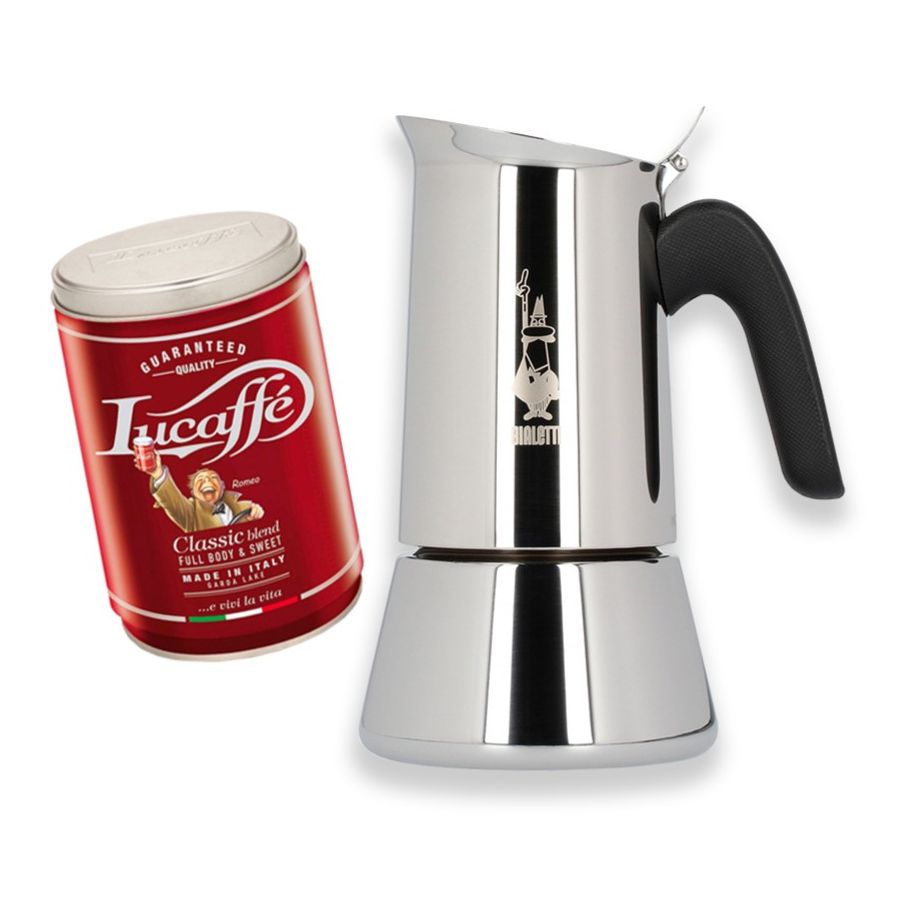 Bialetti Venus 4 Tasse Moka Pot + Lucaffé Classic 250 g Café Moulu