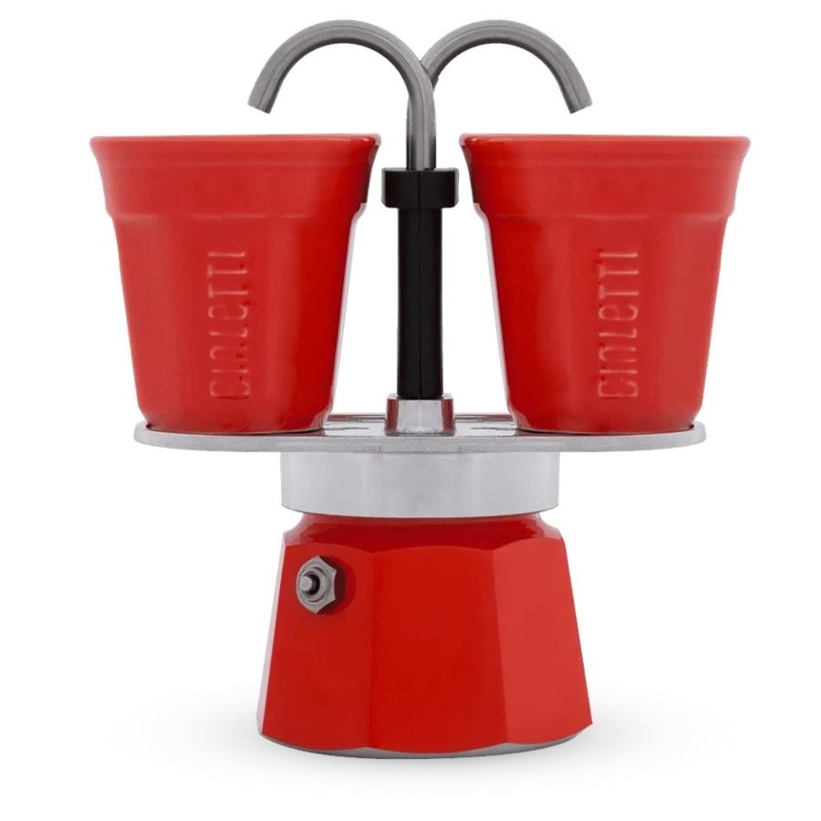 Bialetti Mini Express 2 Cup Moka Pot + 2 Cups, Red