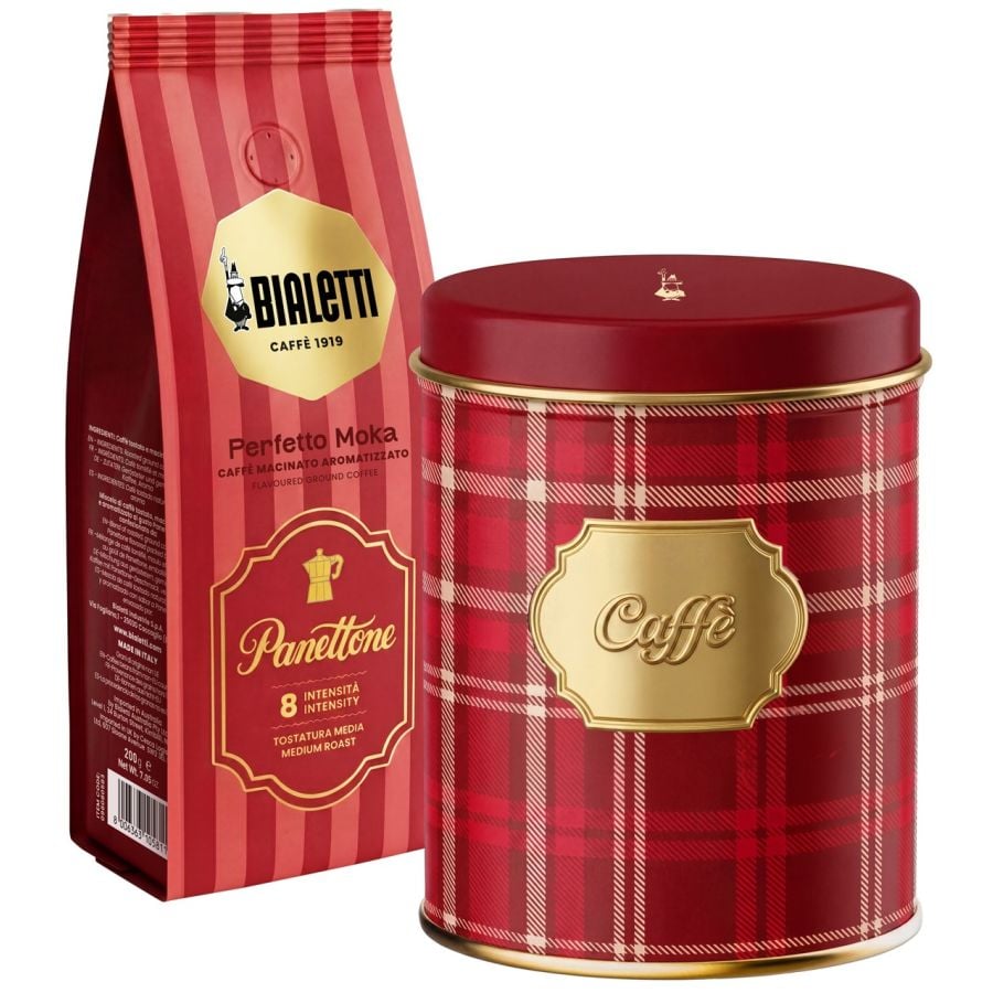 Bialetti Perfetto Moka Panettone Flavoured Ground Coffee 200 g Tin