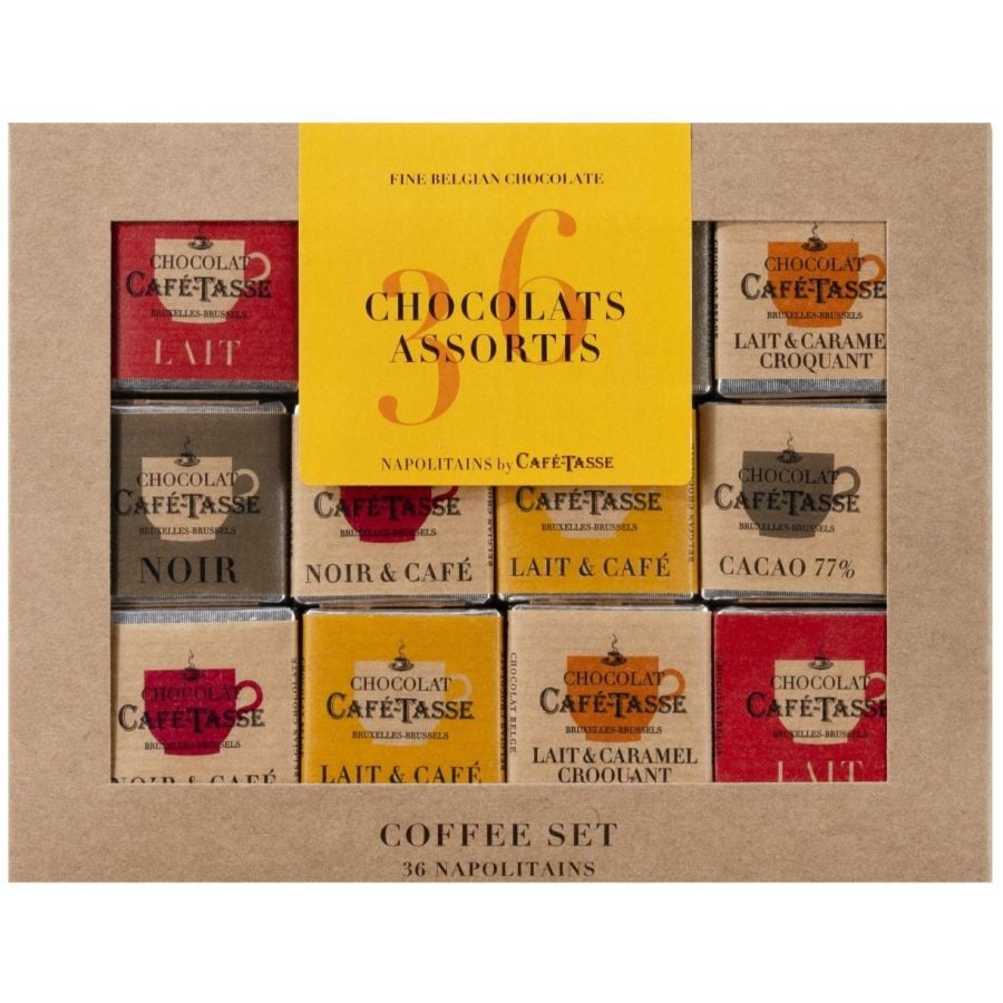 Café-Tasse Neapolitains 36 Assorted Chocolate Squares, 180 g
