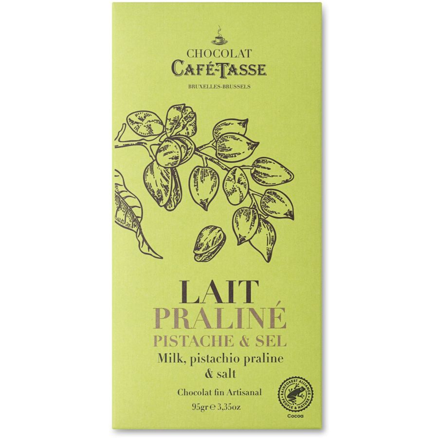 Café-Tasse Milk Chocolate With Pistachio Praline & Sea Salt 95 g