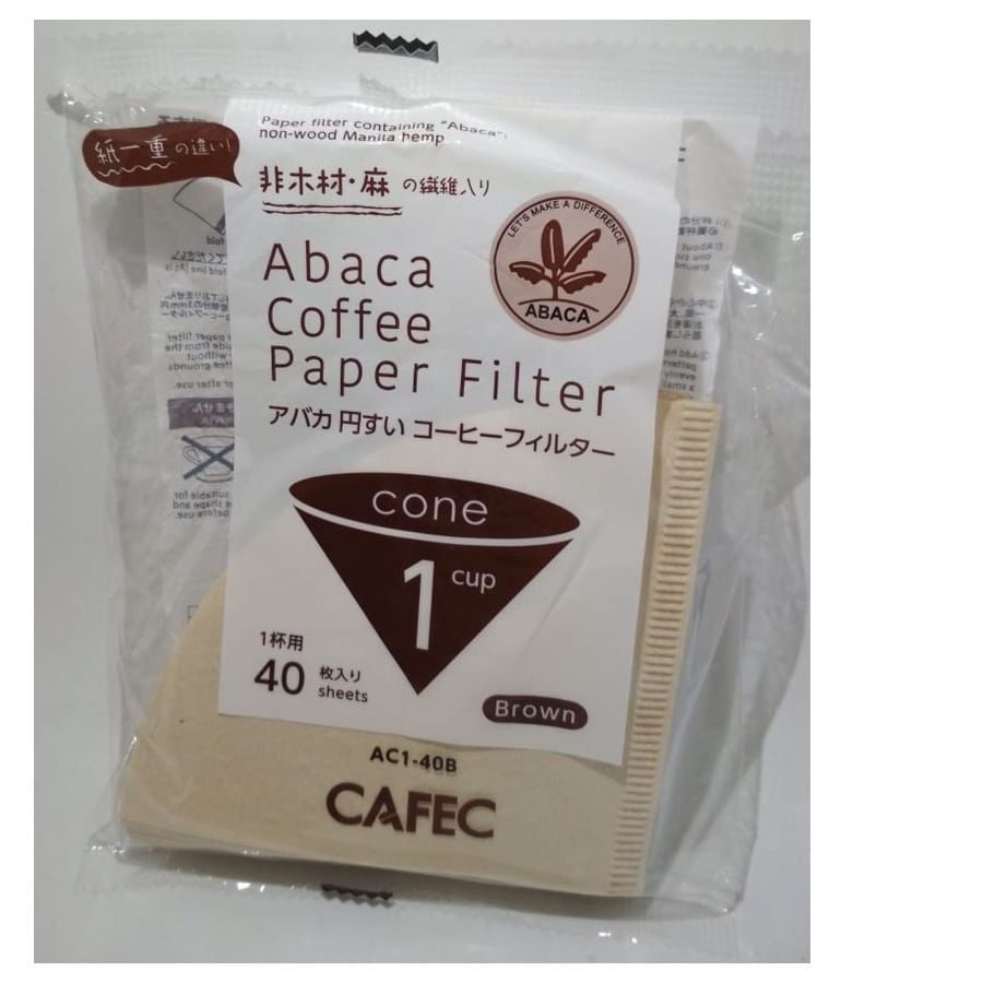 CAFEC ABACA Cone-Shaped filtre à café 1 tasse, marron 40 pcs