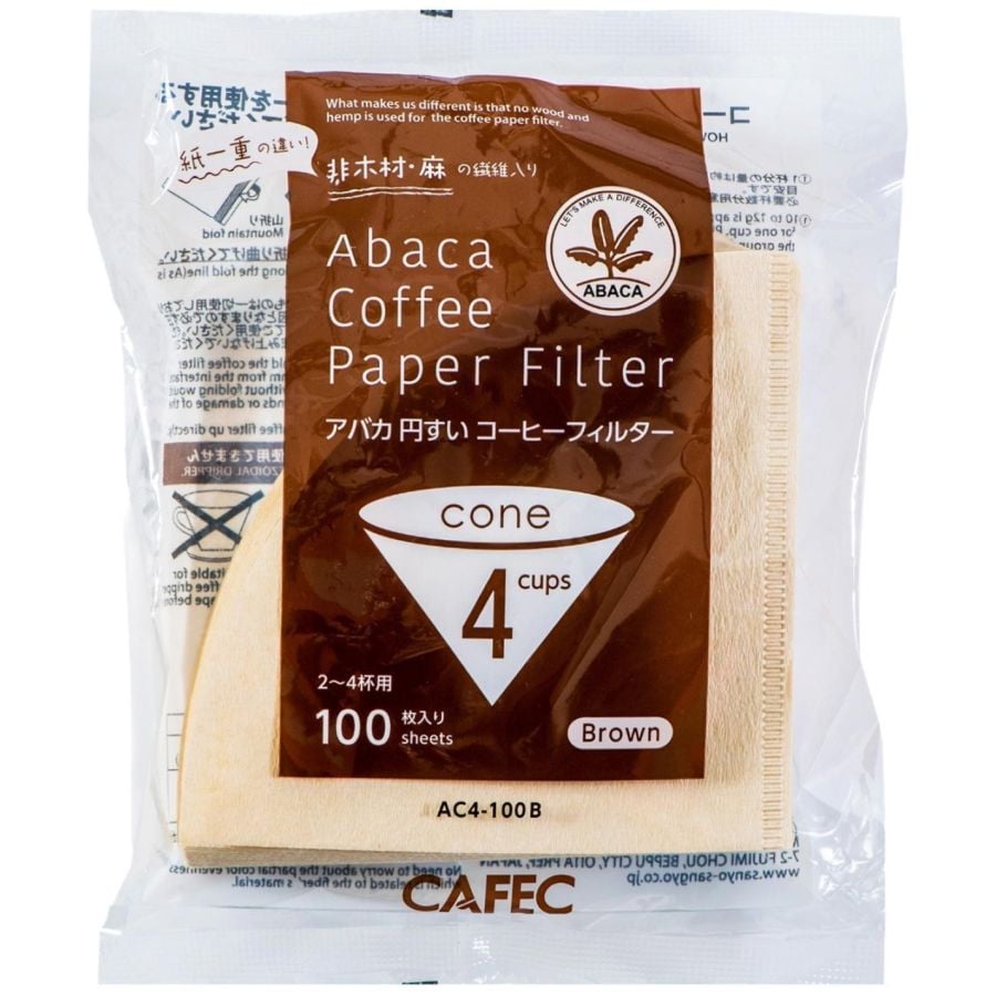 CAFEC ABACA Cone-Shaped filtro de papel 4 tazas, marrón 100 uds.