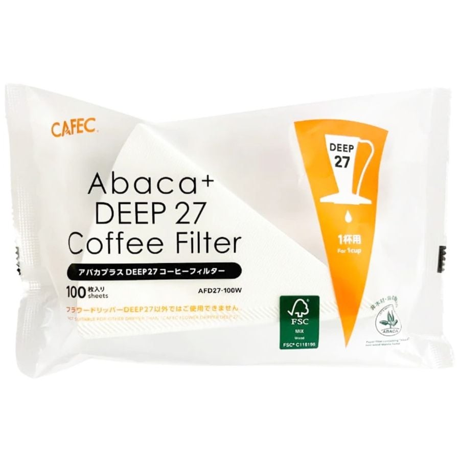 CAFEC Abaca+ Deep 27 Coffee Filter, 100 pcs