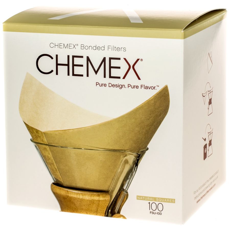 Chemex filtres à café carrés en papier pré-plié non blanchi pour cafetières Chemex de 6, 8 et 10 tasses, 100 pièces