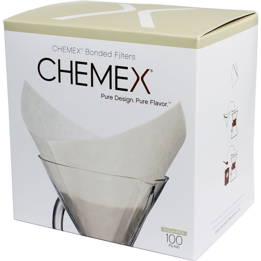 Chemex Pre-folded Squares filtros de papel cuadrados para cafeteras de 6, 8 y 10 tazas, 100 uds.