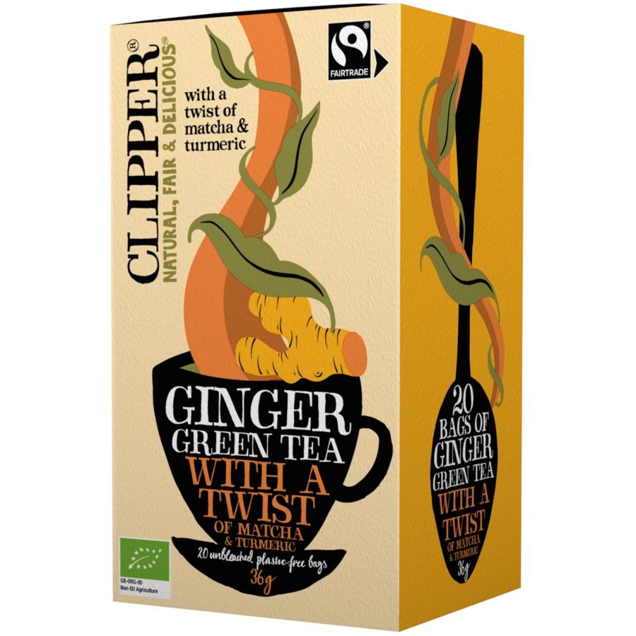 Clipper Organic Ginger Green Tea With A Twist Of Matcha & Turmeric, 20 Tea Bags