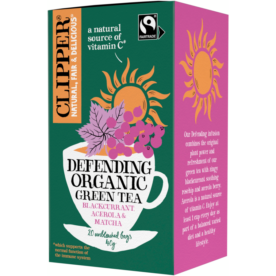 Clipper Organic Green Tea Defending Blackcurrant, Acerola & Matcha 20 bolsas de té