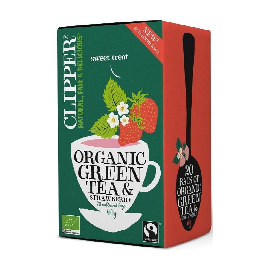 Clipper Organic Green Tea & Strawberry 20 bolsas de té
