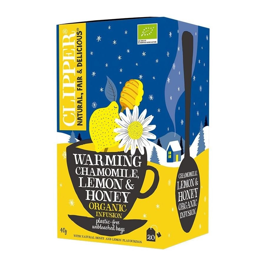 Clipper Organic Warming Chamomile, Lemon & Honey Infusion, 20 sachets de thé