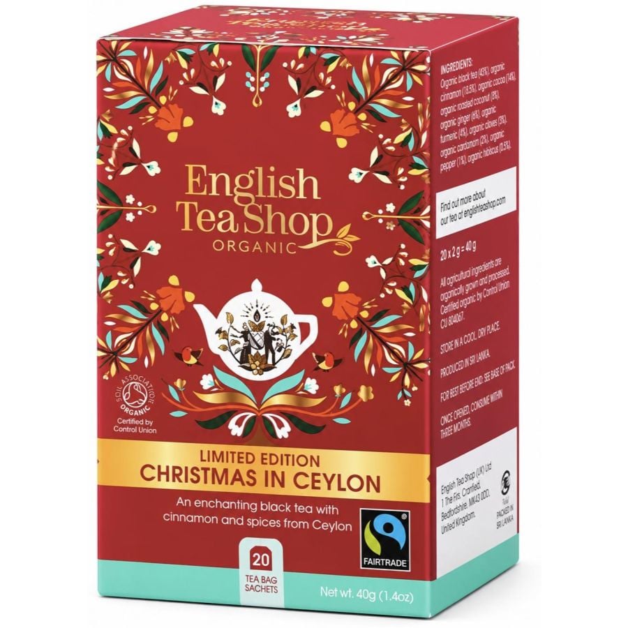 English Tea Shop Organic Black Tea Christmas In Ceylon 20 Tea Bags