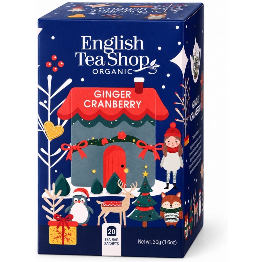 English Tea Shop Organic Black Tea Ginger Cranberry, 20 Tea Bags