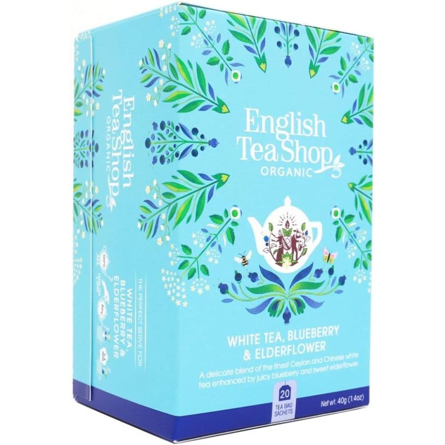 English Tea Shop Organic White Tea Blueberry & Elderflower, 20 Tea Bags