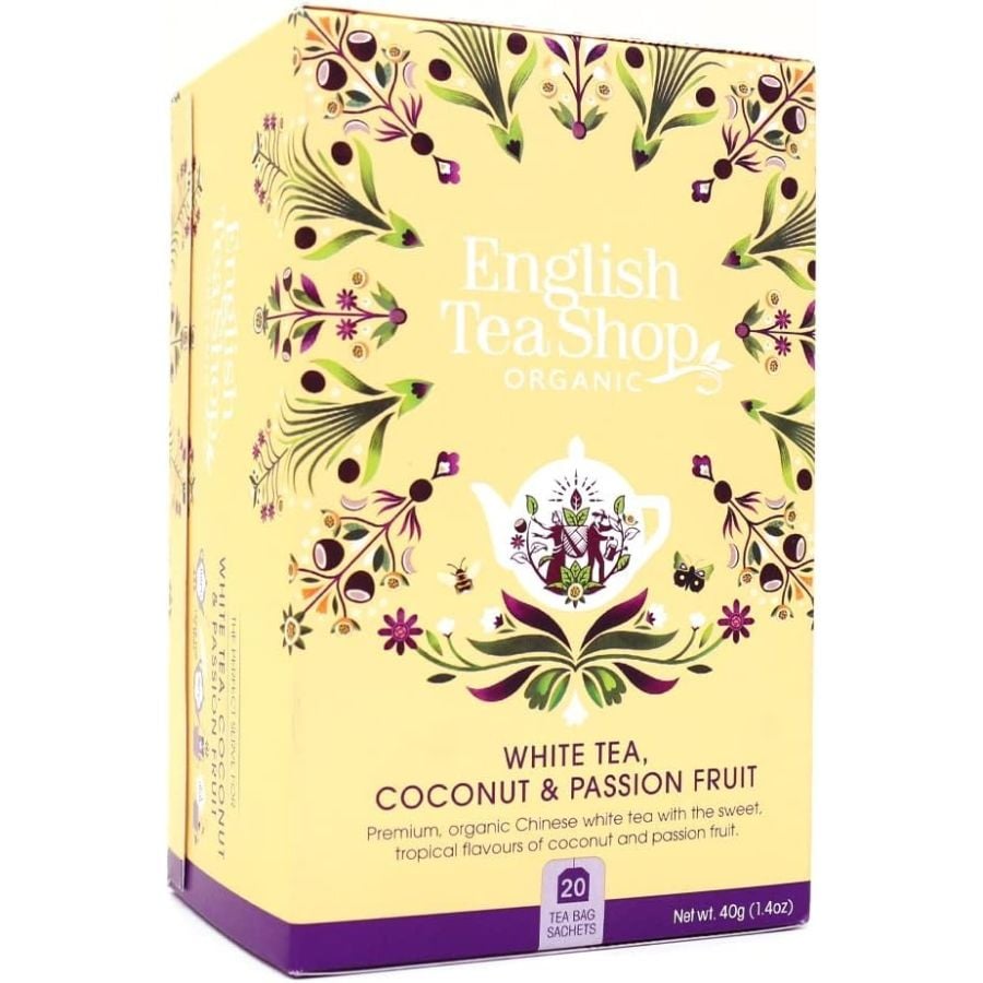 English Tea Shop Organic White Tea, Coconut & Passion Fruit, 20 Tea Bags