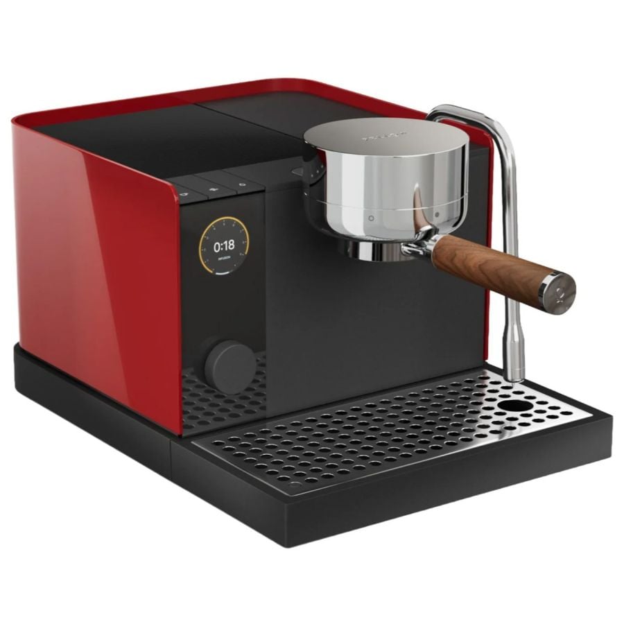 Fellow Espresso Series 1 Semi Automatic Home Espresso Machine, Cherry Red/Walnut