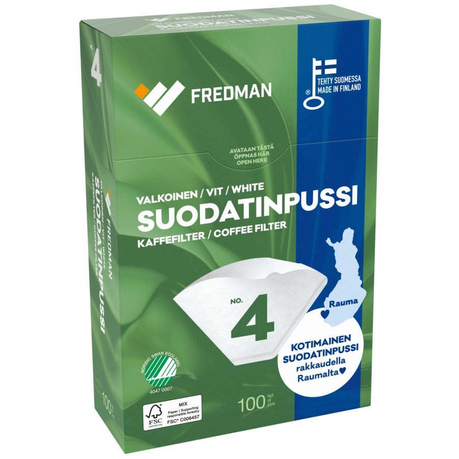 Fredman filtre à café blanc No 4, 100 pcs