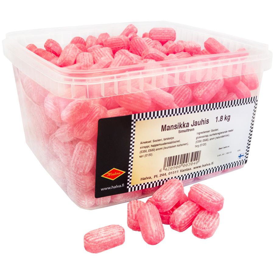 Halva Hard Strawberry Candy, Box 1.8 kg