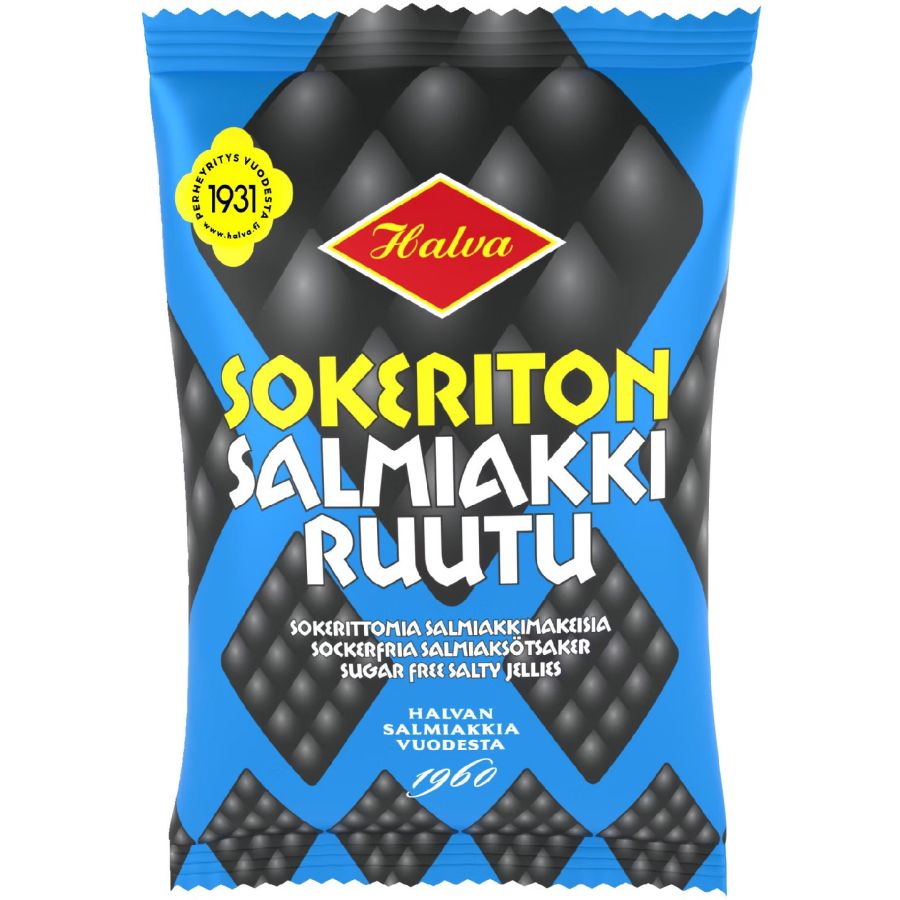 Halva Halva Sugarfree Salmiak Squares 90 g Bag